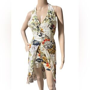 Floral Halter Romper Open Back Walk Through Dress One Piece Beach Flirty Women S
